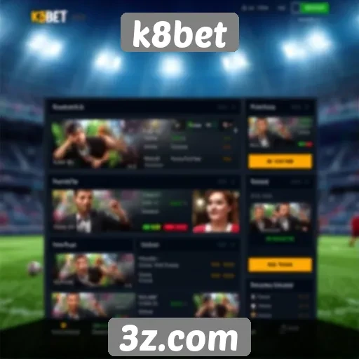 Interface do usuário no site k8bet